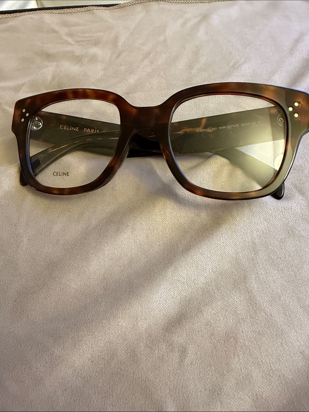 Celine Tortoiseshell Square Acetate Sunglasses with Green Tint